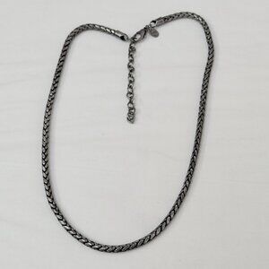 Chicos Vintage 18 In Herringbone Thick Rope Silvertone Necklace Chunky Statement